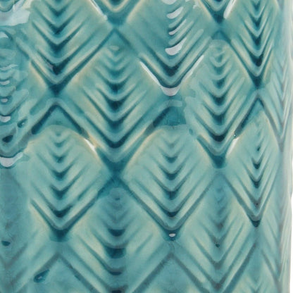 6" Turquoise Geometric Ceramic Indoor Outdoor Round Pot Planter