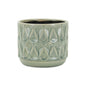 7" Green Geometric Ceramic Indoor Outdoor Round Pot Planter