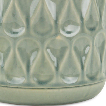 7" Green Geometric Ceramic Indoor Outdoor Round Pot Planter
