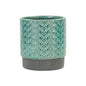 6" Turquoise Geometric Ceramic Indoor Outdoor Round Pot Planter