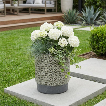 6" Gray Geometric Ceramic Indoor Outdoor Round Pot Planter