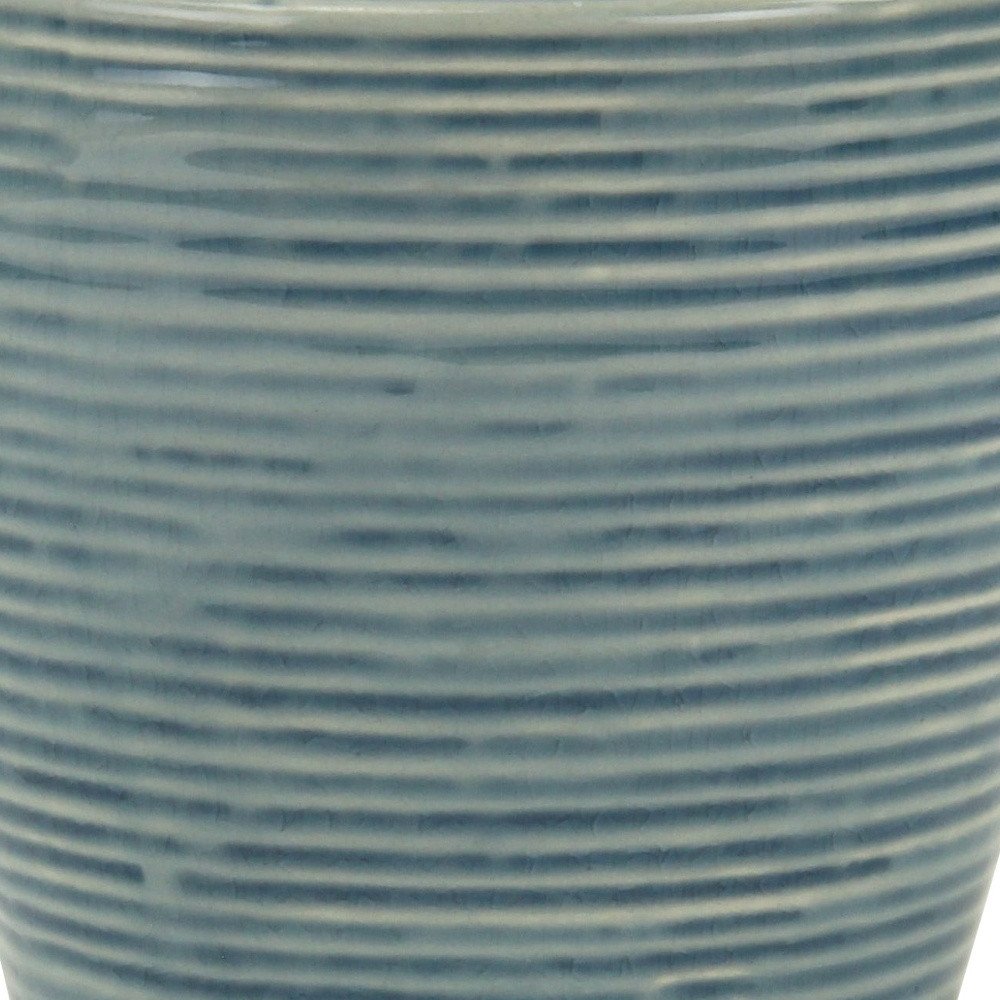 6" Blue Striped Ceramic Indoor Outdoor Round Pot Planter