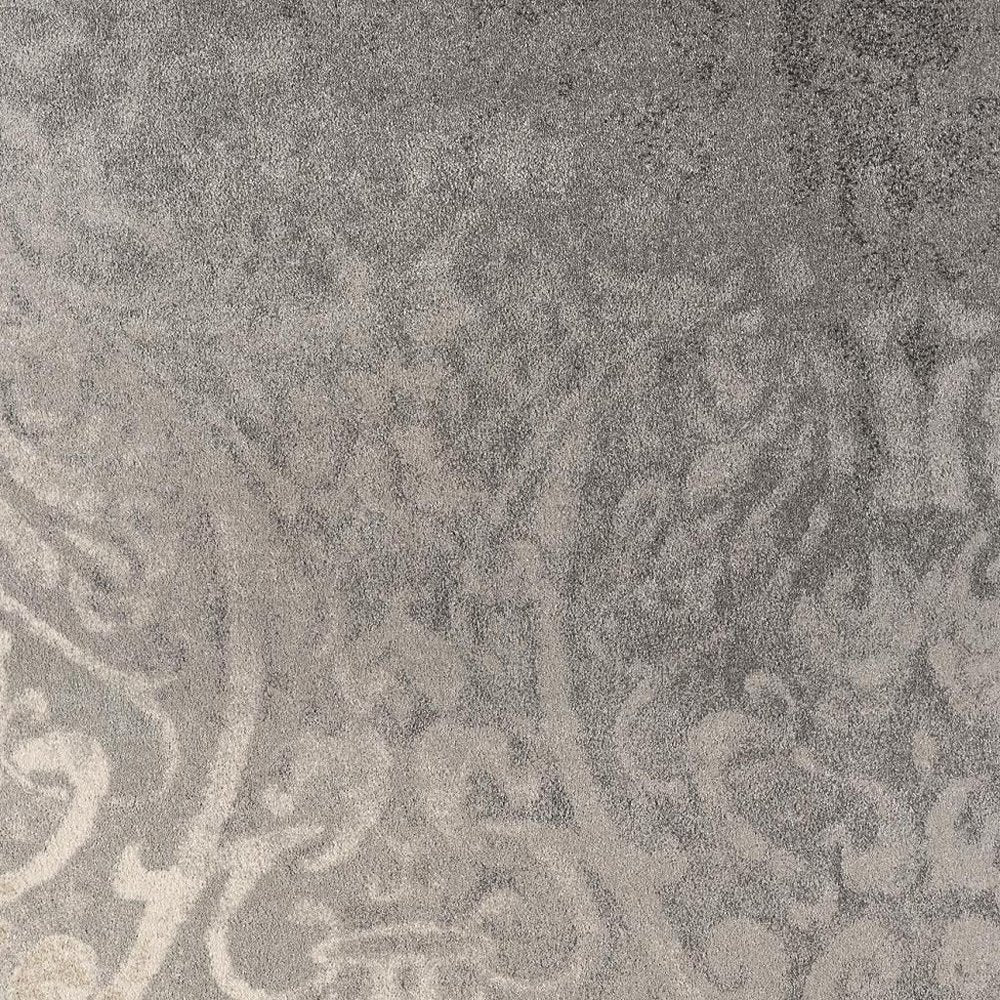 4' X 6' Gray And Ivory Damask Area Rug