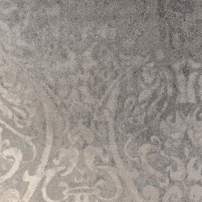 4' X 6' Grey Damask Power Loom Stain Resistant Area Rug