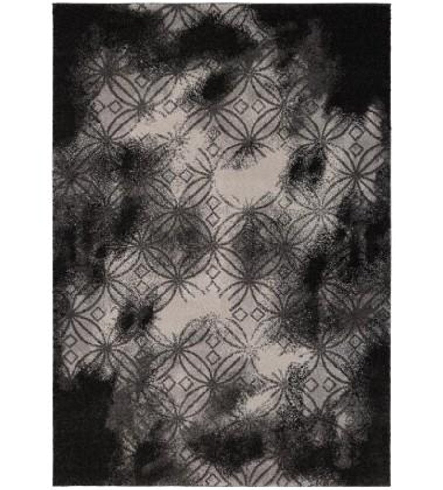 8' X 11' Black Abstract Power Loom Stain Resistant Area Rug