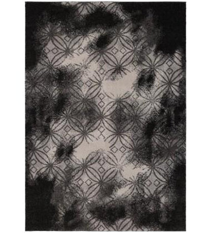 8' X 11' Black Abstract Power Loom Stain Resistant Area Rug