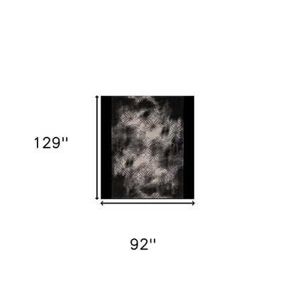 8' X 11' Black Abstract Power Loom Stain Resistant Area Rug