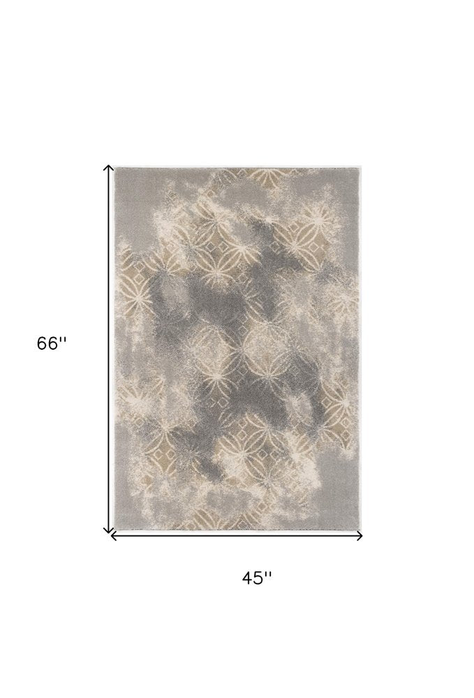 4' X 6' Gray And Ivory Abstract Area Rug