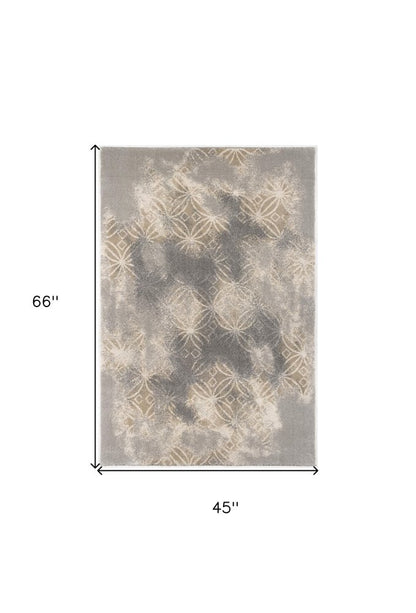 4' X 6' Gray And Ivory Abstract Area Rug