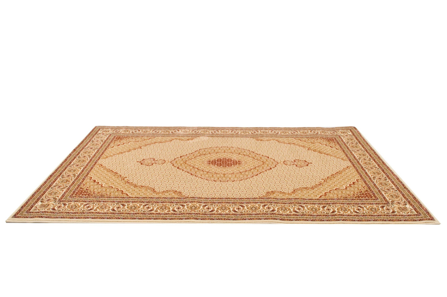 8' Runner Beige and Ivory Oriental Power Loom Runner Rug