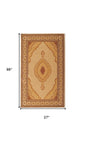 8' Beige And Ivory Oriental Runner Rug