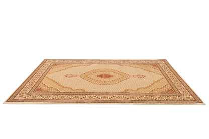 4' X 6' Beige and Ivory Oriental Power Loom Area Rug