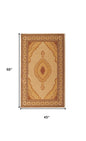 4' X 6' Beige and Ivory Oriental Power Loom Area Rug