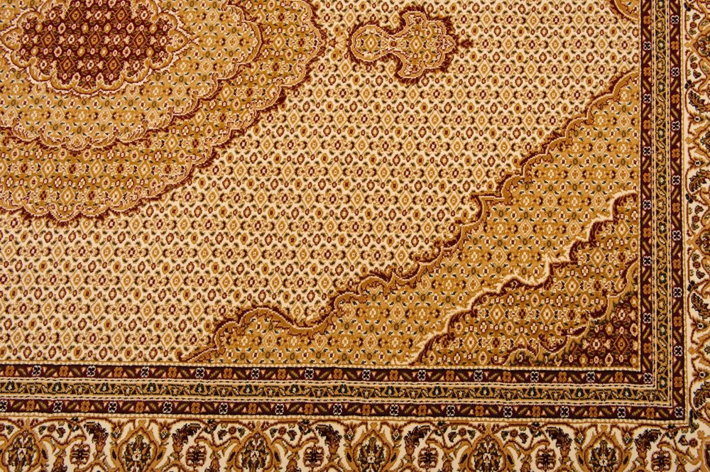 7' Cream Oriental Round Rug