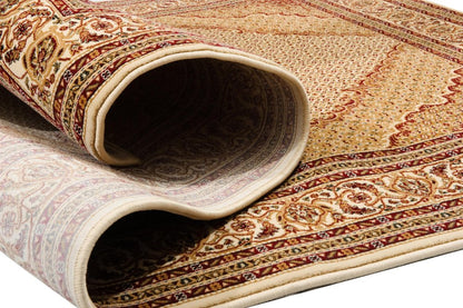 7' Cream Oriental Round Rug