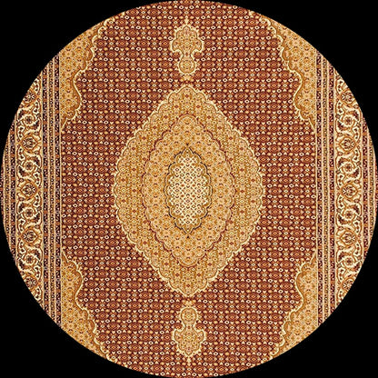 7' Cream Oriental Round Rug