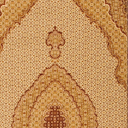 7' Cream Oriental Round Rug