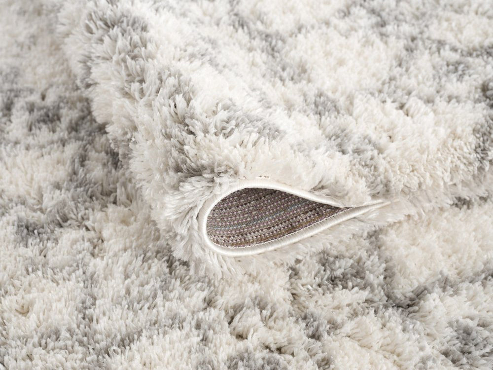 3' X 5' Gray and Ivory Southwestern Shag Power Loom Distressed Area Rug