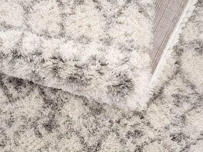 3' X 5' Gray and Ivory Southwestern Shag Power Loom Distressed Area Rug