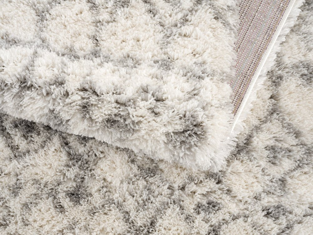 3' X 5' Gray and Ivory Southwestern Shag Power Loom Distressed Area Rug