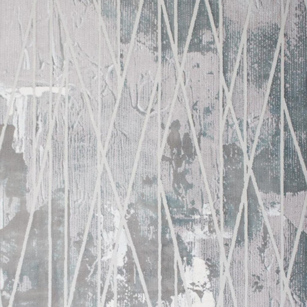 8' X 11' Blue Abstract Stain Resistant Area Rug