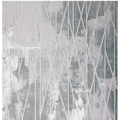 8' X 11' Blue Abstract Stain Resistant Area Rug