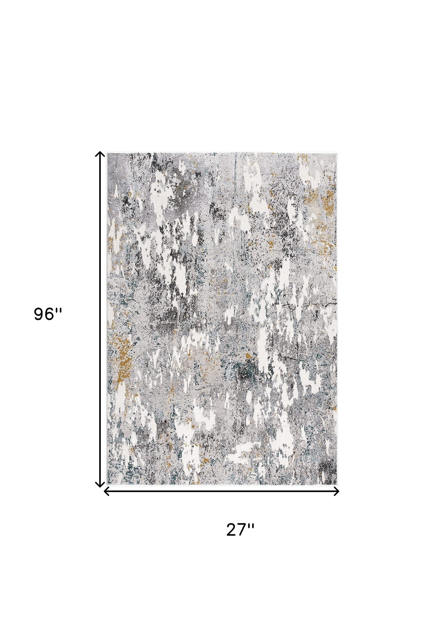 2' X 8' Grey And White Abstract Power Loom Stain Resistant Area Rug