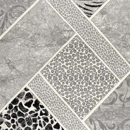 4' X 6' Grey Geometric Power Loom Stain Resistant Area Rug