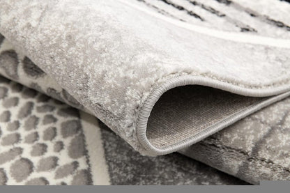 8' X 11' Grey Geometric Power Loom Stain Resistant Area Rug