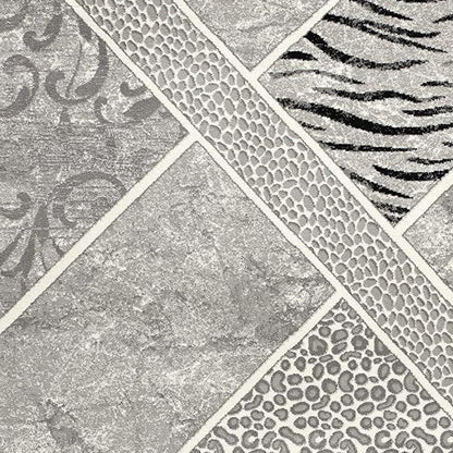 8' X 11' Grey Geometric Power Loom Stain Resistant Area Rug