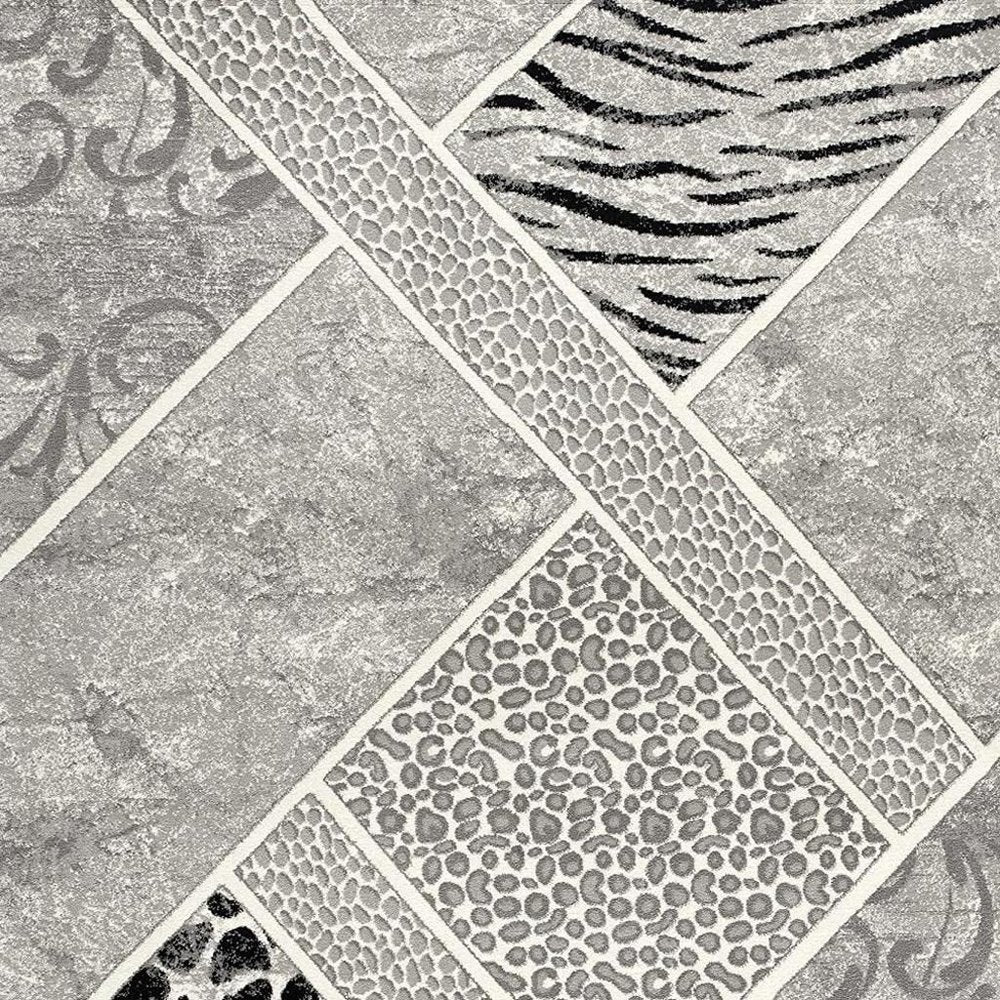 8' X 11' Grey Geometric Power Loom Stain Resistant Area Rug