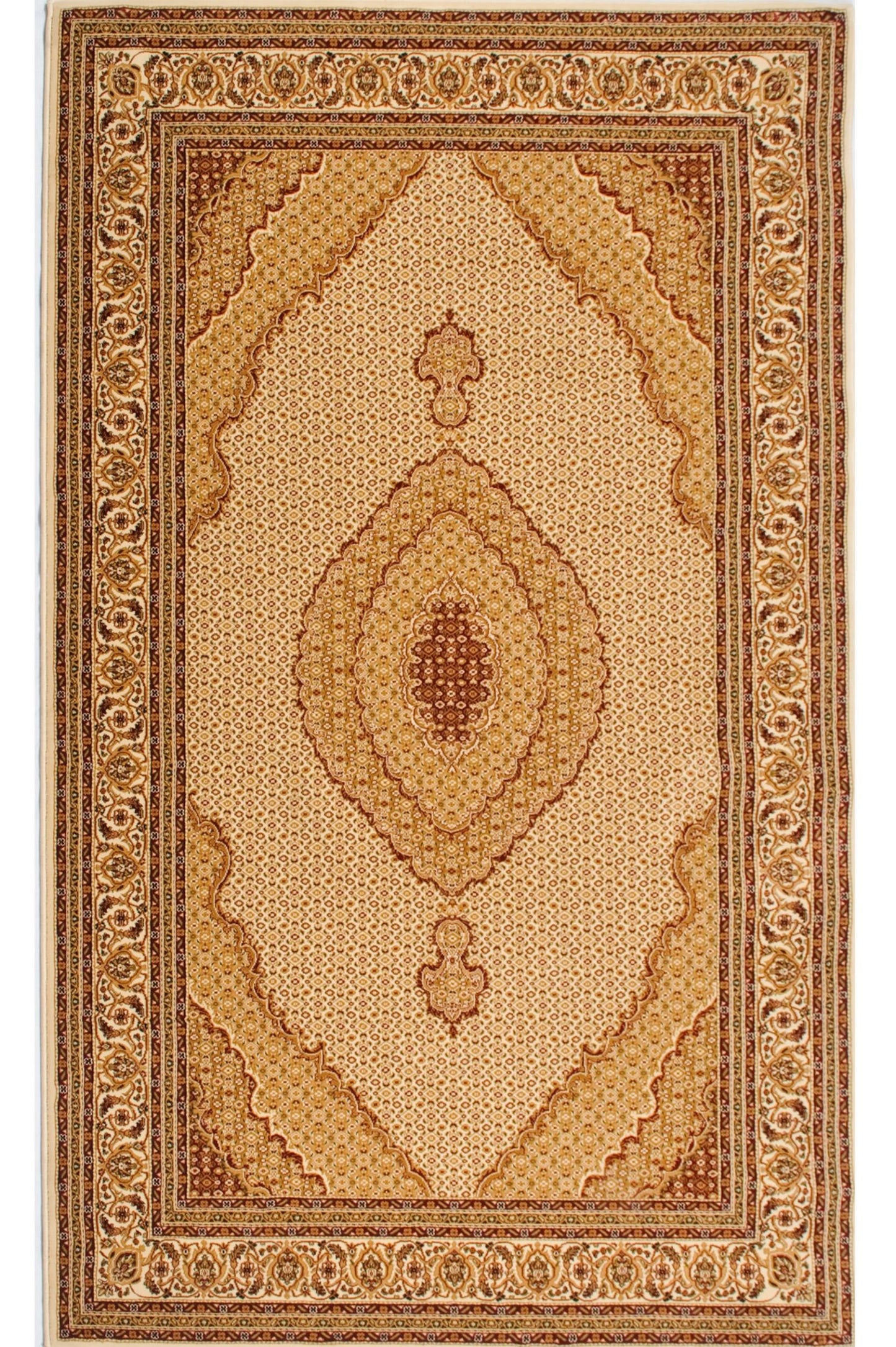 10' Runner Beige and Ivory Oriental Power Loom Runner Rug