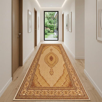 10' Beige And Ivory Oriental Runner Rug