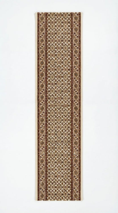 13' Beige And Ivory Oriental Runner Rug