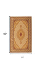 15' Beige And Ivory Oriental Runner Rug