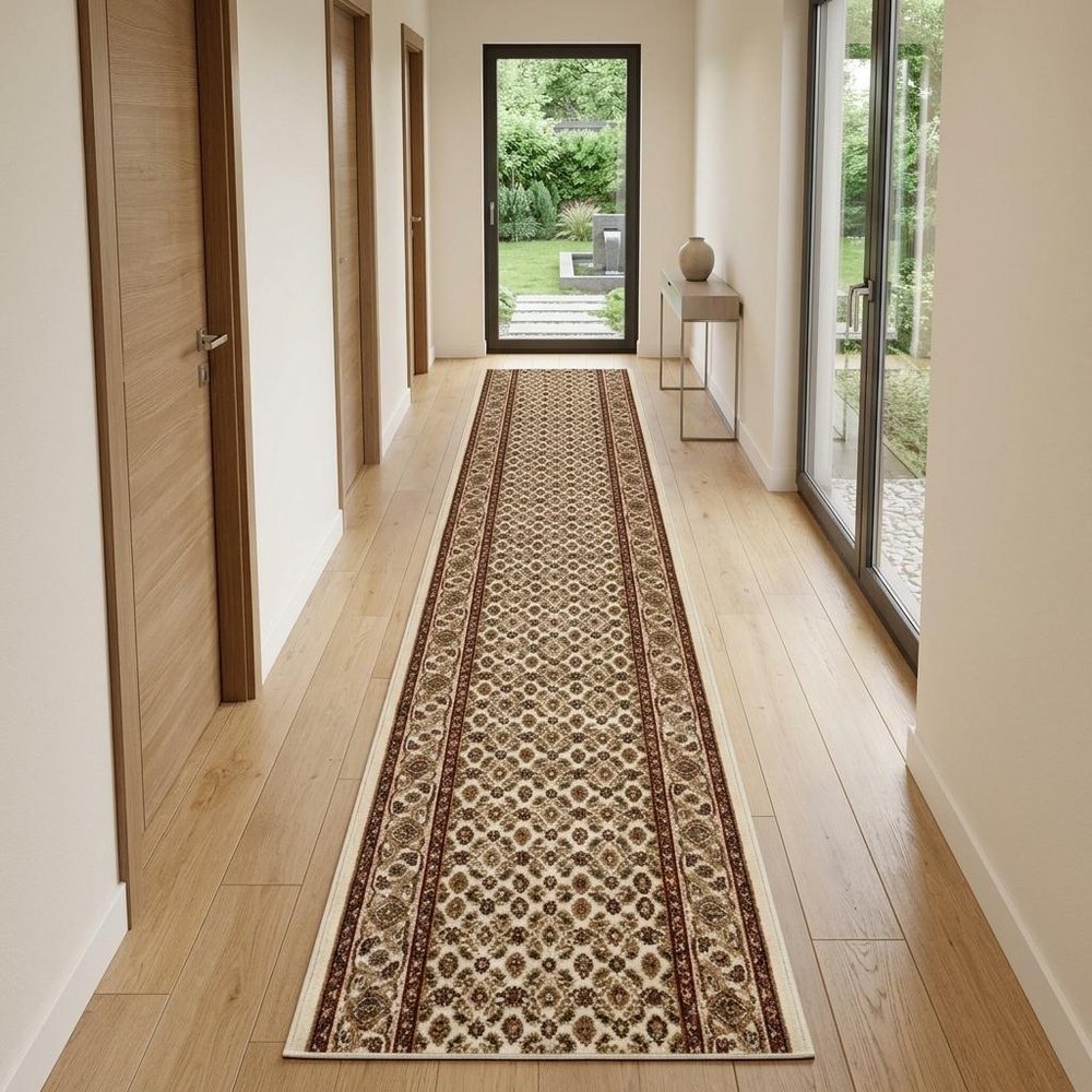 20' Beige And Ivory Oriental Runner Rug