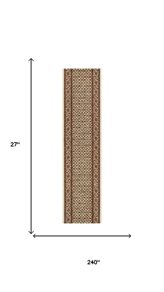 20' Beige And Ivory Oriental Runner Rug