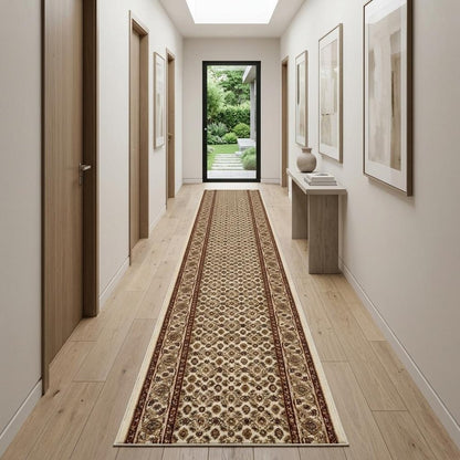 10' Beige And Ivory Oriental Runner Rug
