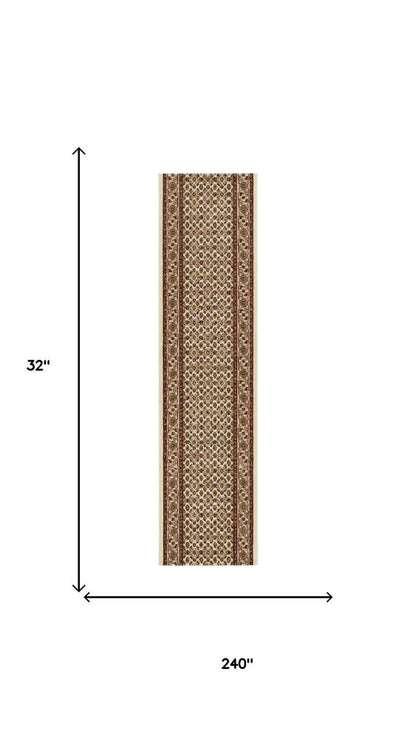 20' Beige And Ivory Oriental Runner Rug