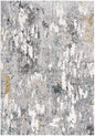 10' Gray And White Abstract Shag Runner Rug