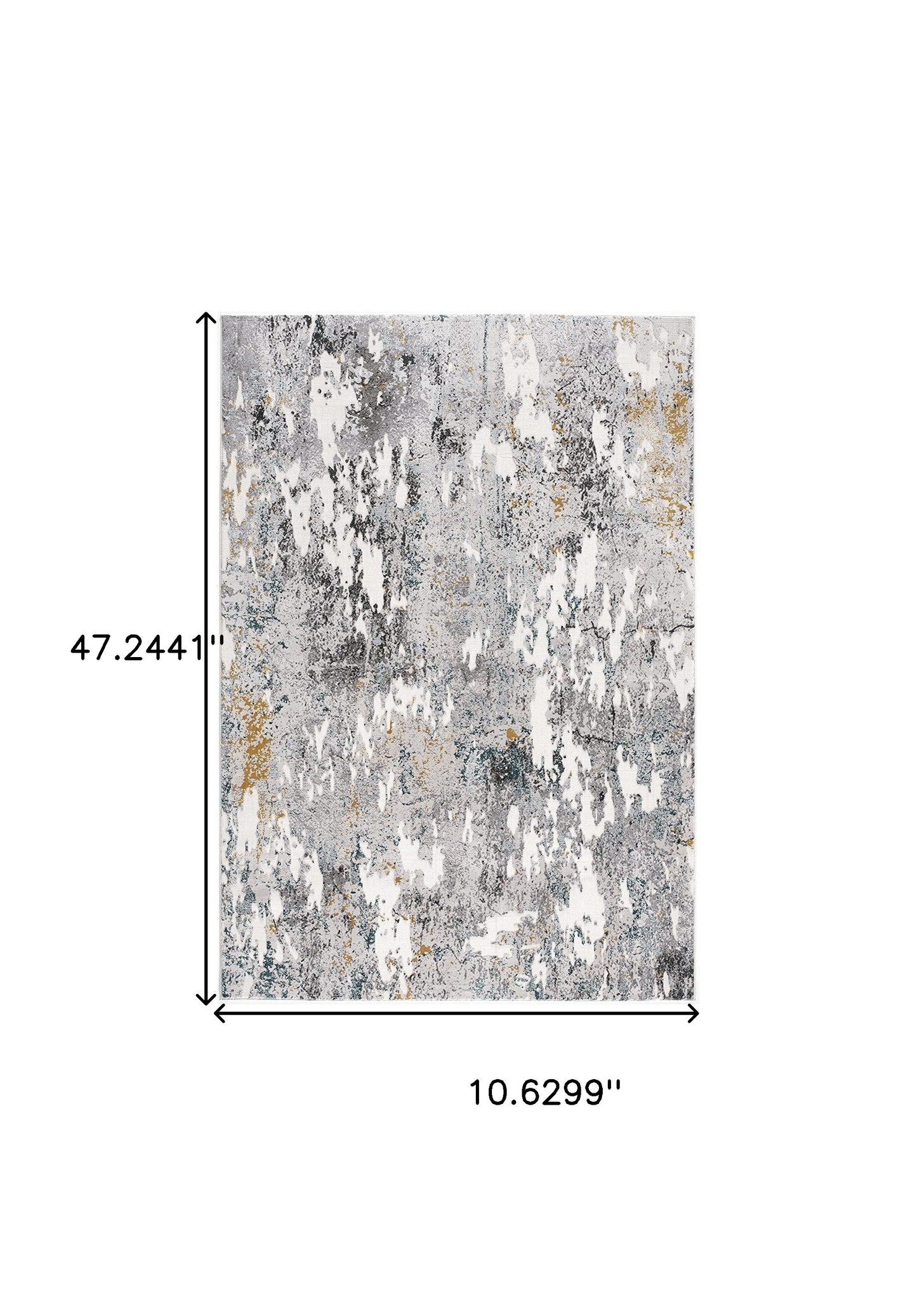 2' X 10' Grey And White Abstract Power Loom Stain Resistant Area Rug