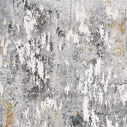 13' Gray And White Abstract Shag Runner Rug