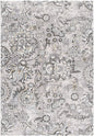 10' Gray And Ivory Floral Shag Runner Rug