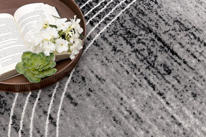 10' Gray And Ivory Abstract Shag Runner Rug