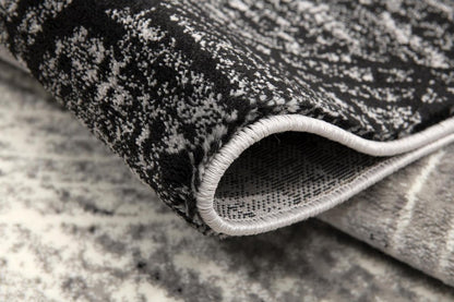 10' Gray And Ivory Abstract Runner Rug