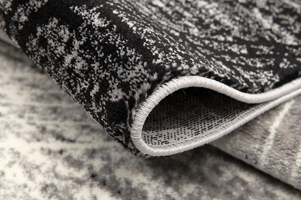 10' Gray And Ivory Abstract Runner Rug
