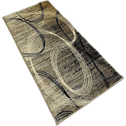 10' Gray And Ivory Abstract Runner Rug