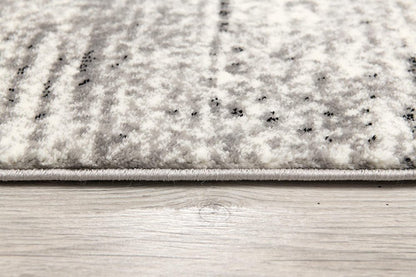 10' Gray And Ivory Abstract Shag Runner Rug