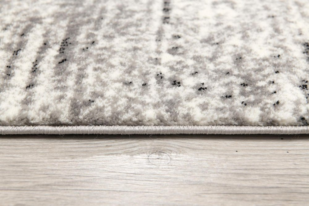 10' Gray And Ivory Abstract Runner Rug