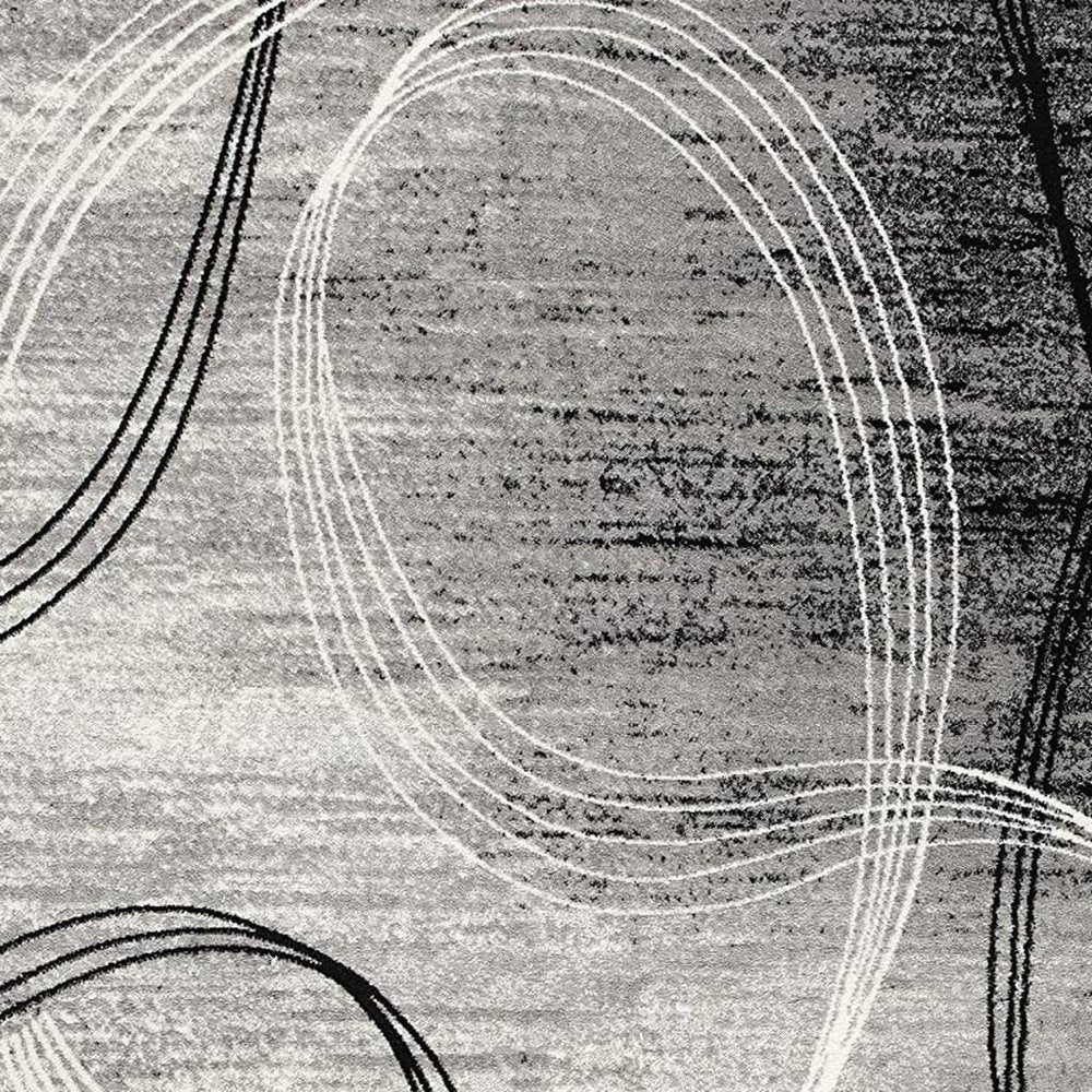 15' Gray And Ivory Abstract Shag Runner Rug